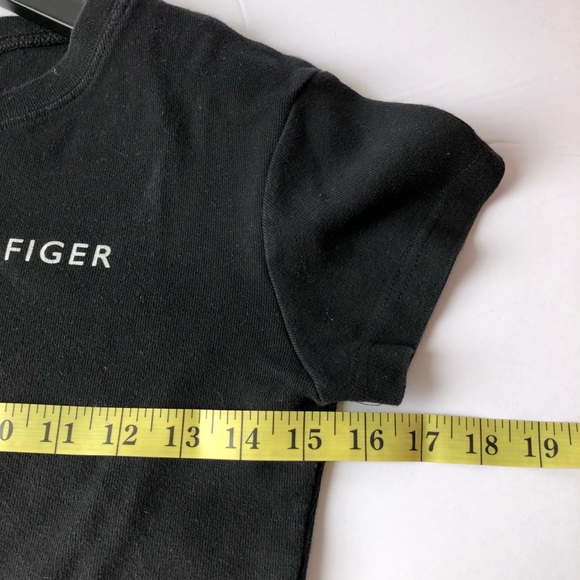 TOMMY HILFIGER black cotton cropped shirt S/P EUC - Picture 5 of 6